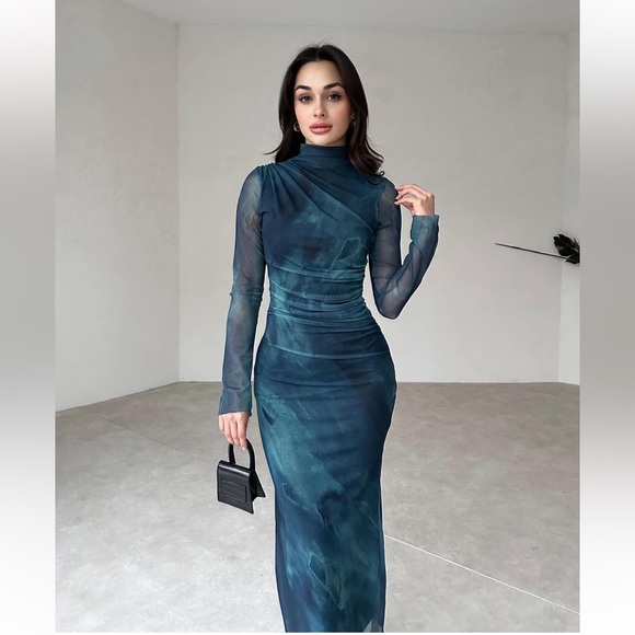 ZARA PRINT DRESS WITH TULLE - Picture 2 of 14